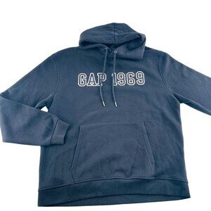 Gap 1969 Navy Blue‎ Mens Hoodie Sweatshirt Large Cotton/Polyester Blend